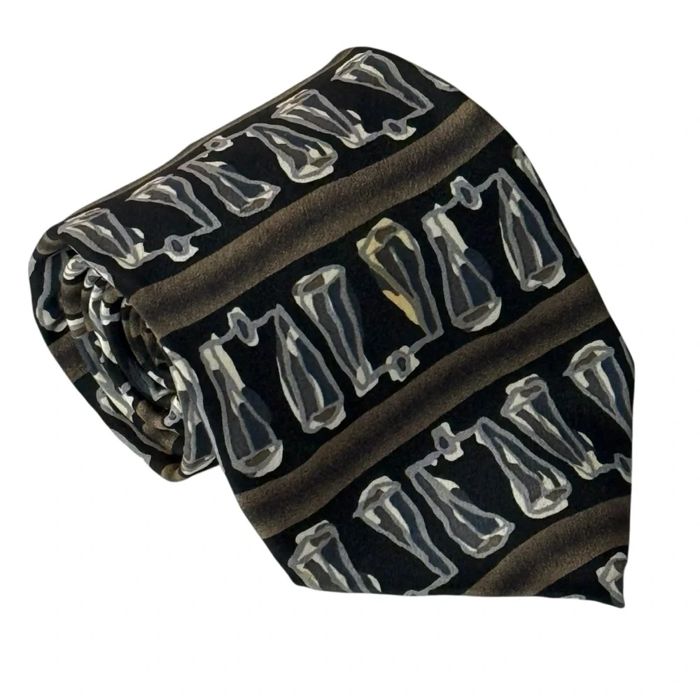 J. Garcia 100% Silk Men's Necktie, Abstract Artwork Pattern 